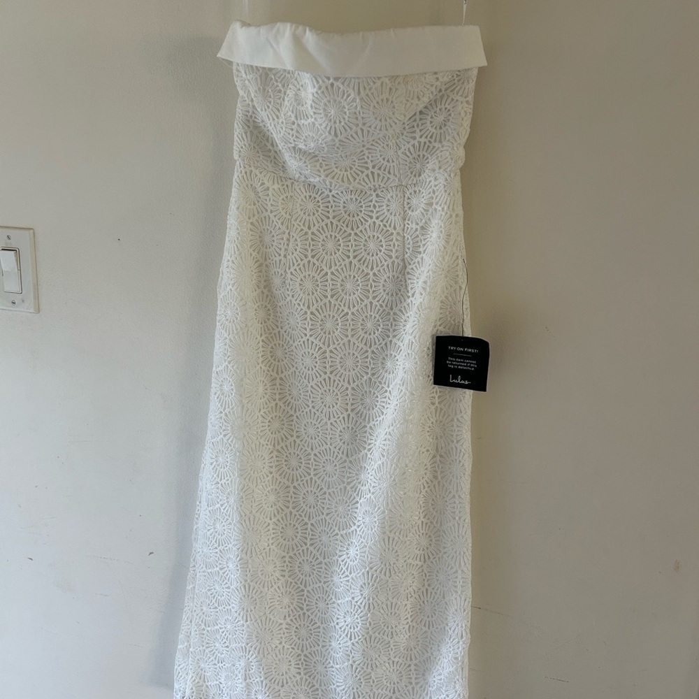 NWTLulu's White Strapless Midi Dress - Picture 2 of 11